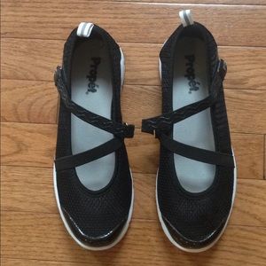Propet lightweight black shoes with Velcro straps
